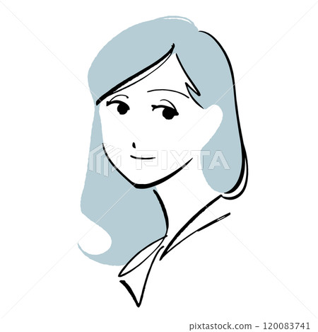 長髮女子的簡單插畫/中長ver. 長髮女子的簡單插畫/中長ver. 120083741
