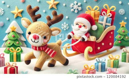 聖誕老人和馴鹿 120084192