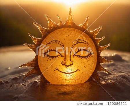 The concept of the sun and water, a smile in the form of the sun. 120084321