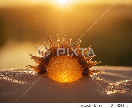 The concept of the sun and water. The image in the form of the sun. 120084322