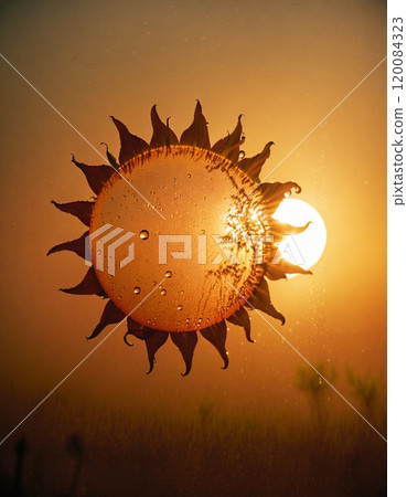 The concept of the sun and water. The image in the form of the sun. 120084323