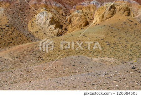 Mars. Multi-coloured rock formations. Tourist place, Mountain Altai. 120084503