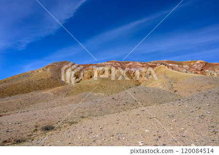 Mars. Multi-coloured rock formations. Tourist place, Mountain Altai. 120084514
