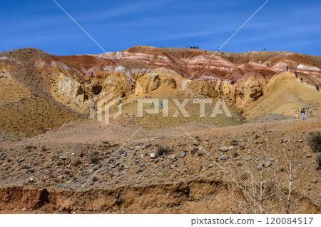 Mars. Multi-coloured rock formations. Tourist place, Mountain Altai. 120084517