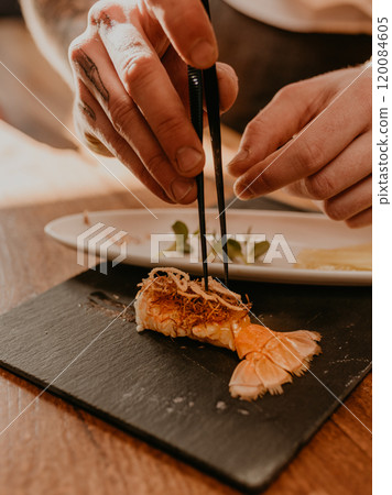 modern presentation of food in catering establishments modern presentation of food in catering establishments 120084605