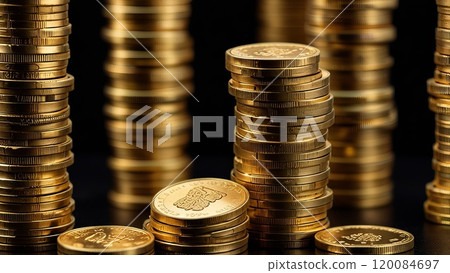 a stack of gold coins a stack of gold coins 120084697