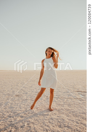 portrait of young tanned blonde European woman portrait of young tanned blonde European woman 120084739