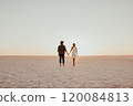 pink Lemurian lake, romantic photoshoot of young couple in love 120084813
