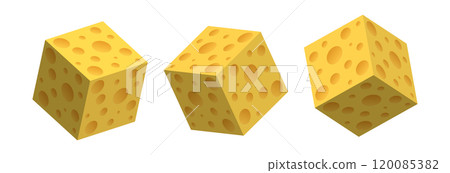cheese cubes with holes isolated on a white background. Vector illustration cheese cubes with holes isolated on a white background. Vector illustration 120085382
