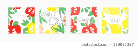Original Card Fruit Design with Garden Crop Vector Set Original Card Fruit Design with Garden Crop Vector Set 120085387