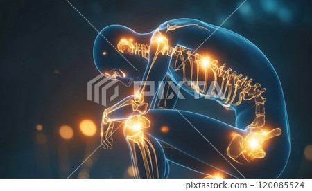 Anatomy Of Joint Pain In The Human Body: Illustrating Muscle And Skeleton Structures With Sore Joints And Medical Symptoms Anatomy Of Joint Pain In The Human Body: Illustrating Muscle And Skeleton Structures With Sore Joints And Medical Symptoms 120085524