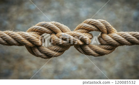 Trust Concept And Connected Symbol: Two Ropes Tied Together As An Unbreakable Chain, Showcasing Faith Metaphor For Dependence And Reliance On Trusted Partner. 120085532