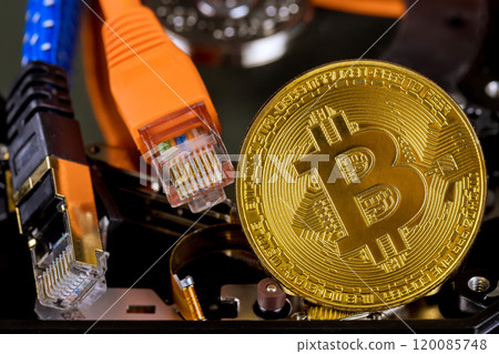 Visual representation of intersection between traditional technology innovative world of blockchain cryptocurrency Visual representation of intersection between traditional technology innovative world of blockchain cryptocurrency 120085748