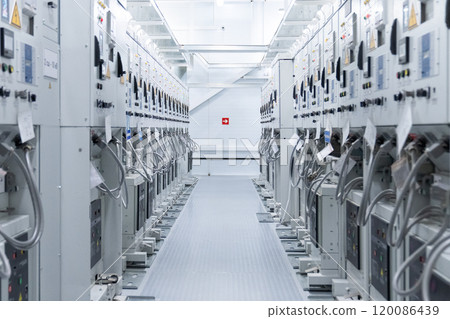 Corridor with electrical control equipment. Corridor with electrical control equipment. 120086439