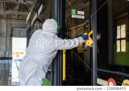 Special services are treating the bus for viruses. Special services are treating the bus for viruses. 120086455