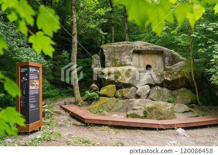 Stone dolmen in the forest. Stone dolmen in the forest. 120086458