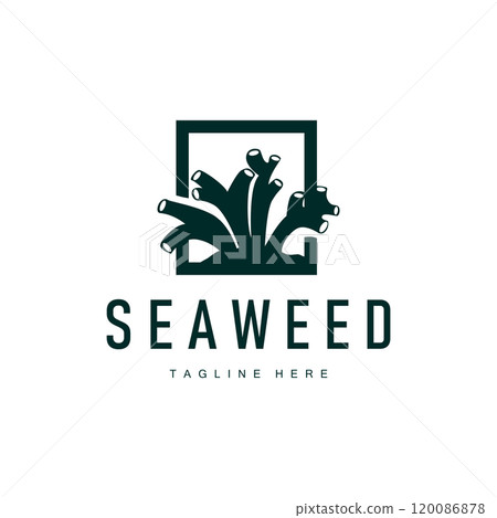 coral logo underwater seaweed plant simple template design marine decoration 120086878
