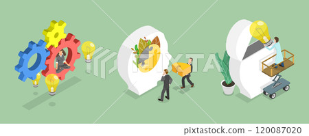 3D Isometric Flat Vector Illustration of Psychology, Mental Health Awareness 120087020