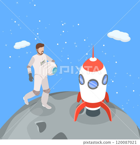 3D Isometric Flat Vector Illustration of Astronomy, Exploring Planets 120087021