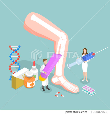 3D Isometric Flat Vector Illustration of Orthopedics Examining , Joint Knee Treatment 120087022
