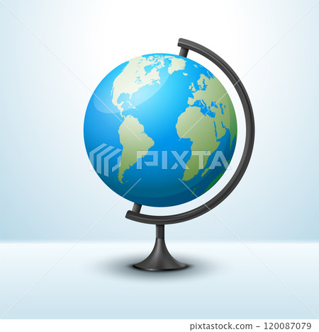 3d earth globe world vector icon. Travel globus cartoon simple illustration geography table desk 120087079