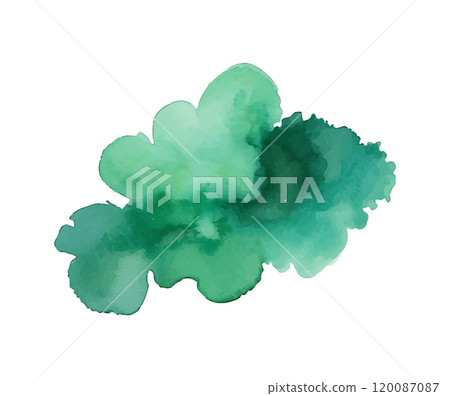Green watercolor circle stain paint brush. Grunge green watercolor texture blob label ink round 120087087
