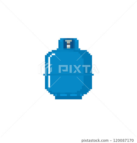 Pixelated gas cylinder icon. Retro pixel icon propane gas tank simple minimal digital fuel isolated 120087170