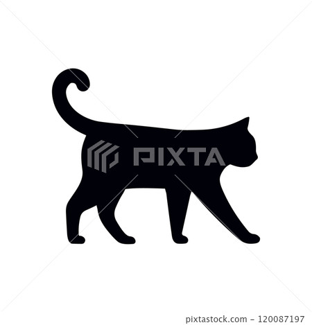 Cat silhouette vector logo icon. Black cat silhouette illustration isolated kitten pet cartoon icon 120087197