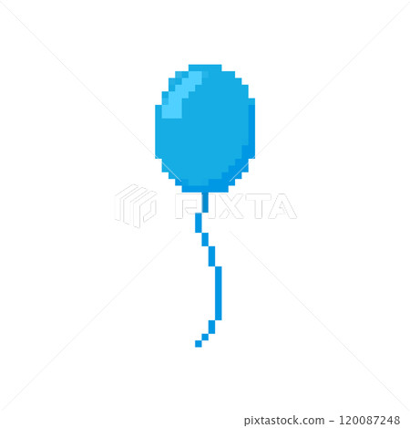 Pixelated balloon icon. Retro pixel colorful balloons party celebration design decoration digital 120087248