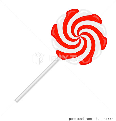 Vector Christmas candy icon. Lollipop sugar caramel. Cartoon dessert isolated on white background 120087338