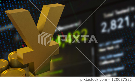 The Gold  yuan  symbol for Business concept 3d rendering. 120087555