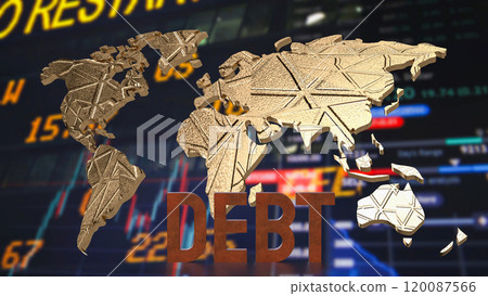 The rusty debt text on world map for Business concept 3d rendering. The rusty debt text on world map for Business concept 3d rendering. 120087566