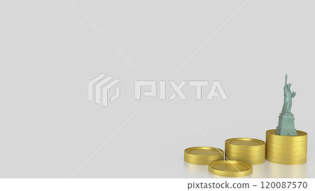 The Statue of Liberty and coins for Business concept 3d rendering. 120087570
