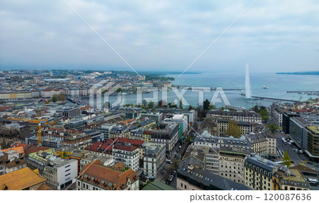 Beautiful city center of Geneva with Lake Leman Beautiful city center of Geneva with Lake Leman 120087636