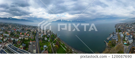 City of Vevey in Switzerland from above City of Vevey in Switzerland from above 120087690