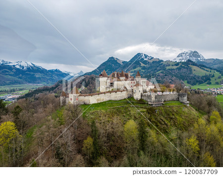 Famous Gruyere Castle in Switzerland also called Schloss Greyerz 120087709