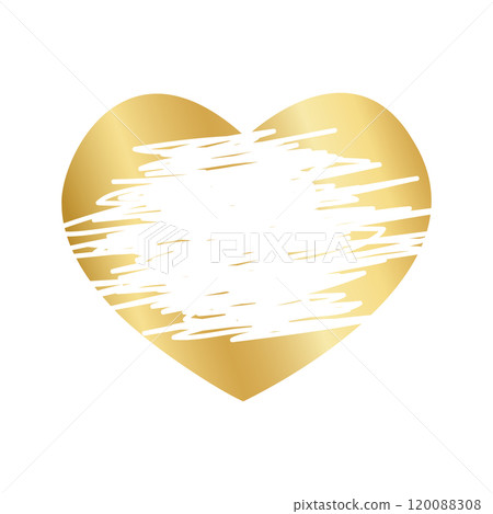 Golden heart shaped scratch card surface with scraped texture. Gold colored lottery, sale coupon, scratchcard template isoletd on white background. Vector illustration Golden heart shaped scratch card surface with scraped texture. Gold colored lottery, sale coupon, scratchcard template isoletd on white background. Vector illustration 120088308