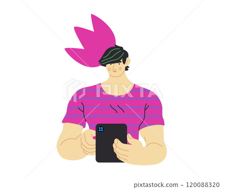 Writing people, modern flat vector concept illustration- standing man thoughtfully writing on tablet, bubble near head Metaphor for reflection, personal insight, contemplation, creative expression Writing people, modern flat vector concept illustration- standing man thoughtfully writing on tablet, bubble near head Metaphor for reflection, personal insight, contemplation, creative expression 120088320