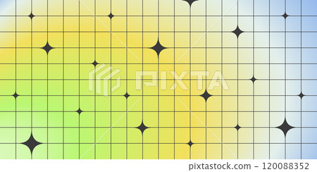 Y2K blurry gradient background with linear grid and star shapes. Cool abstract banner template in 2000s aesthetic. Trendy minimalist vector design in brutalism style Y2K blurry gradient background with linear grid and star shapes. Cool abstract banner template in 2000s aesthetic. Trendy minimalist vector design in brutalism style 120088352