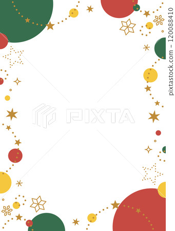 Winter decoration frame, Christmas colors, stars and snowflakes, portrait background 120088410