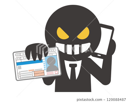 Illustration of a villain obtaining personal information and threatening Illustration of a villain obtaining personal information and threatening 120088487