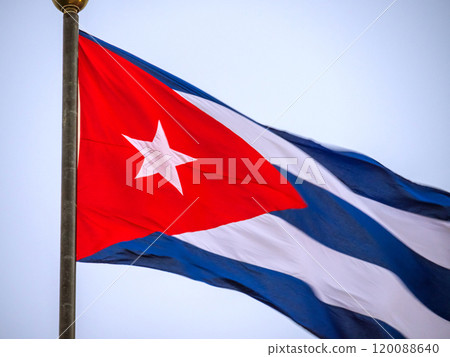 Cuba Flag Waving on flagpole Cuba Flag Waving on flagpole 120088640
