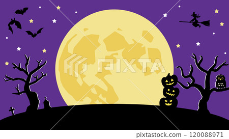 Full moon and silhouette Halloween banner background_Full HD size_16.9 Full moon and silhouette Halloween banner background_Full HD size_16.9 120088971
