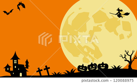 Full moon and silhouette Halloween banner background_Full HD size_16.9 120088975