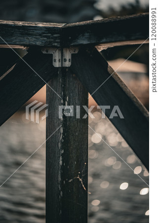 Rusty wooden deck hardware Rusty wooden deck hardware 120088991