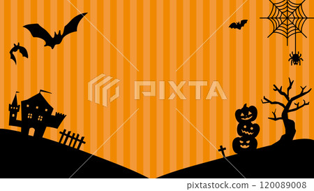 Black silhouette and orange Halloween banner background_Full HD size_16.9 Black silhouette and orange Halloween banner background_Full HD size_16.9 120089008