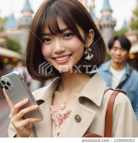 照片素材（高解析度，付費） 一位女士正在用智慧型手機打電話 120089262