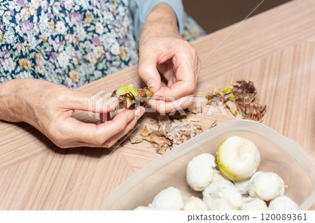 Peeling of taro 120089361
