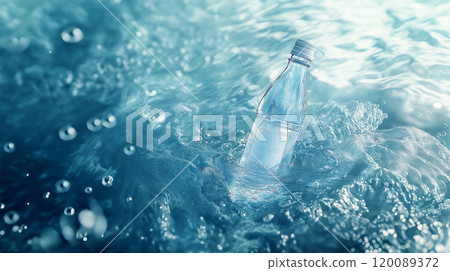 AI-generated image: A plastic bottle floating in water 120089372