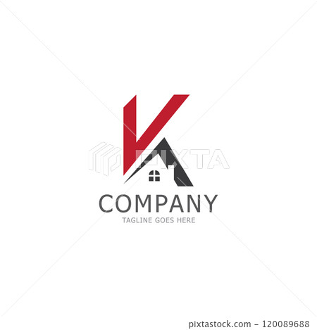 Home logo design with concept letter K 120089688